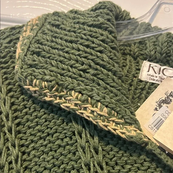 Rico Green Cowl Neck Women's Sweater. 100%cotton handmaid in Thailand. - Picture 4 of 5